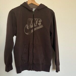 Nike Kids Dark Brown Zip-Up Hoodie